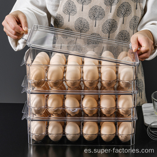 Caja de almacenamiento de huevos apilable de plástico de gran tamaño